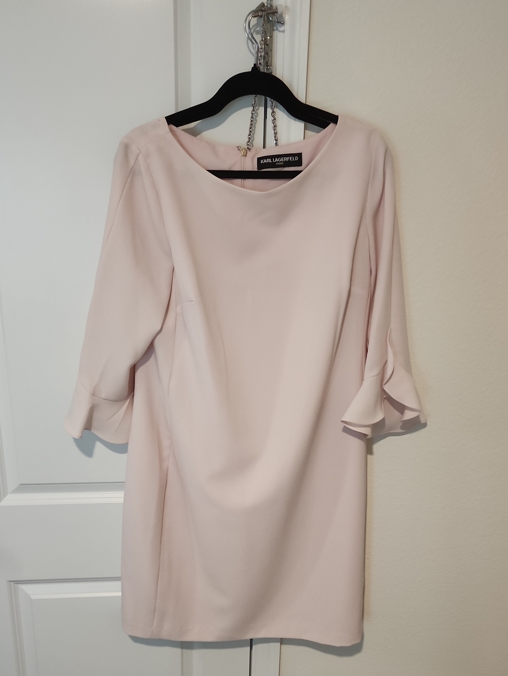 Karl Lagerfeld Pale Blush Ruffle Sleeve Shift Dress
